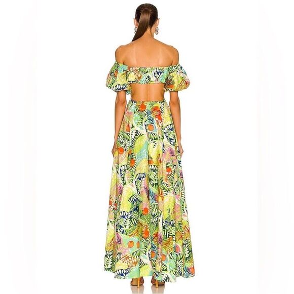 STAUD Coliseum Off-the-shoulder Print Maxi Dress In Green - Picture 8 of 13